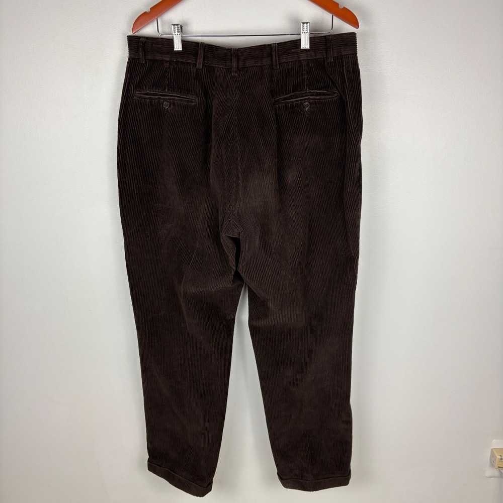 Vintage Nautica Mens Brown Corduroy Pleated Pants Relaxed Fit Classic